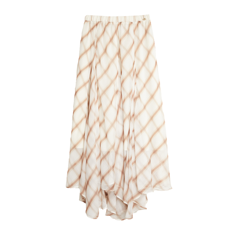 

ELLE Повседневная длинная юбка женская coffee plaid тонкая миди