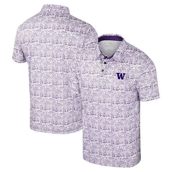 

Мужская фиолетовая футболка поло washington huskies it's time! allover print Colosseum