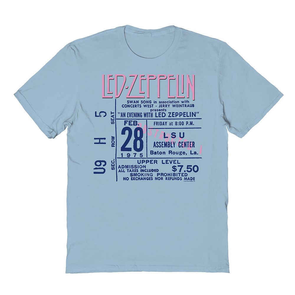 

Мужская розовая футболка с рисунком Led Zeppelin Licensed Character, цвет Light Blue