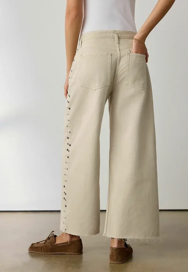 Джинсы Regular fit, Next, wide leg raw hem cropped, нейтральный цвет — фото 2