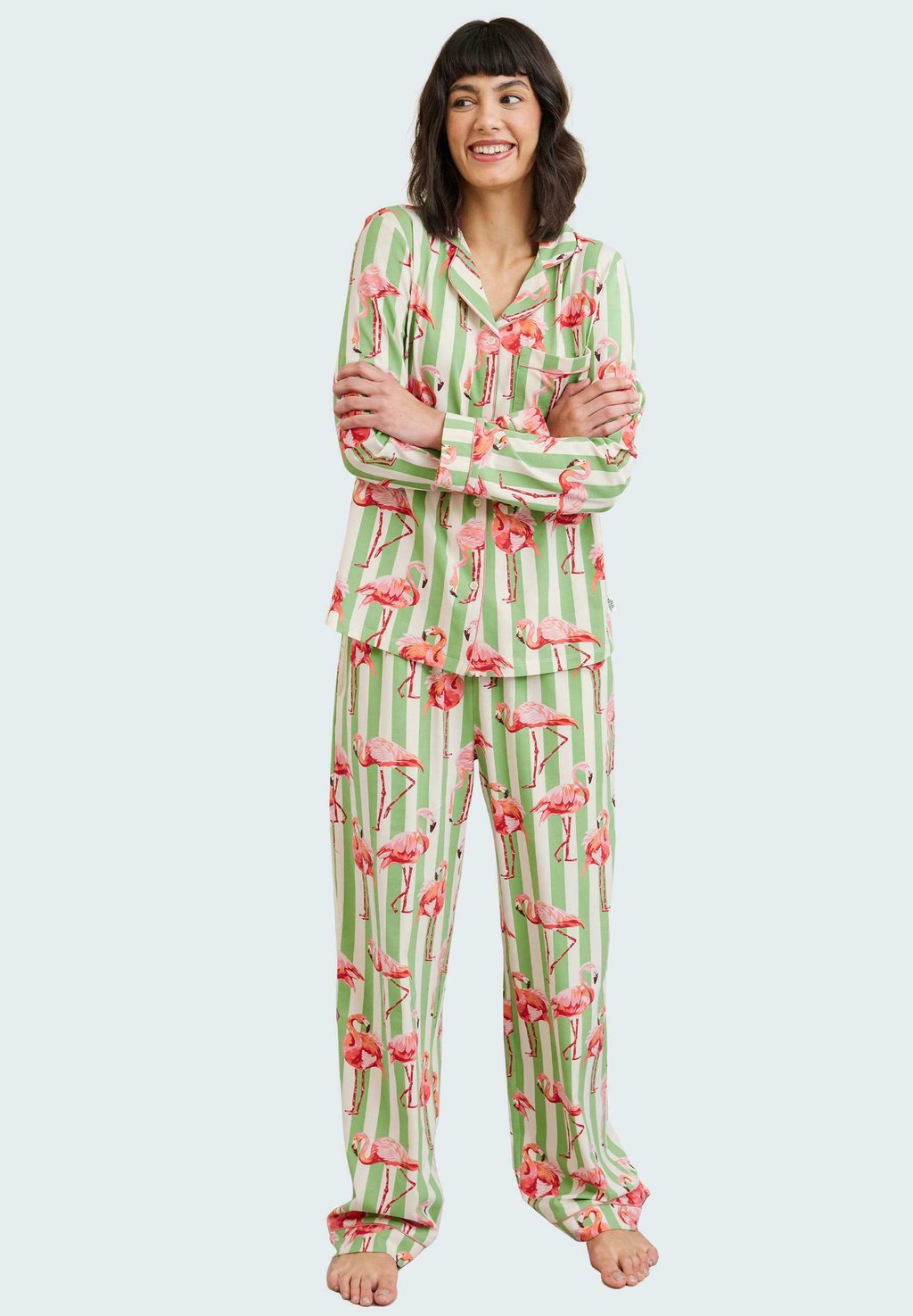 

Пижама FLAMINGO STRIPE PRINT SET Chelsea Peers, зеленый