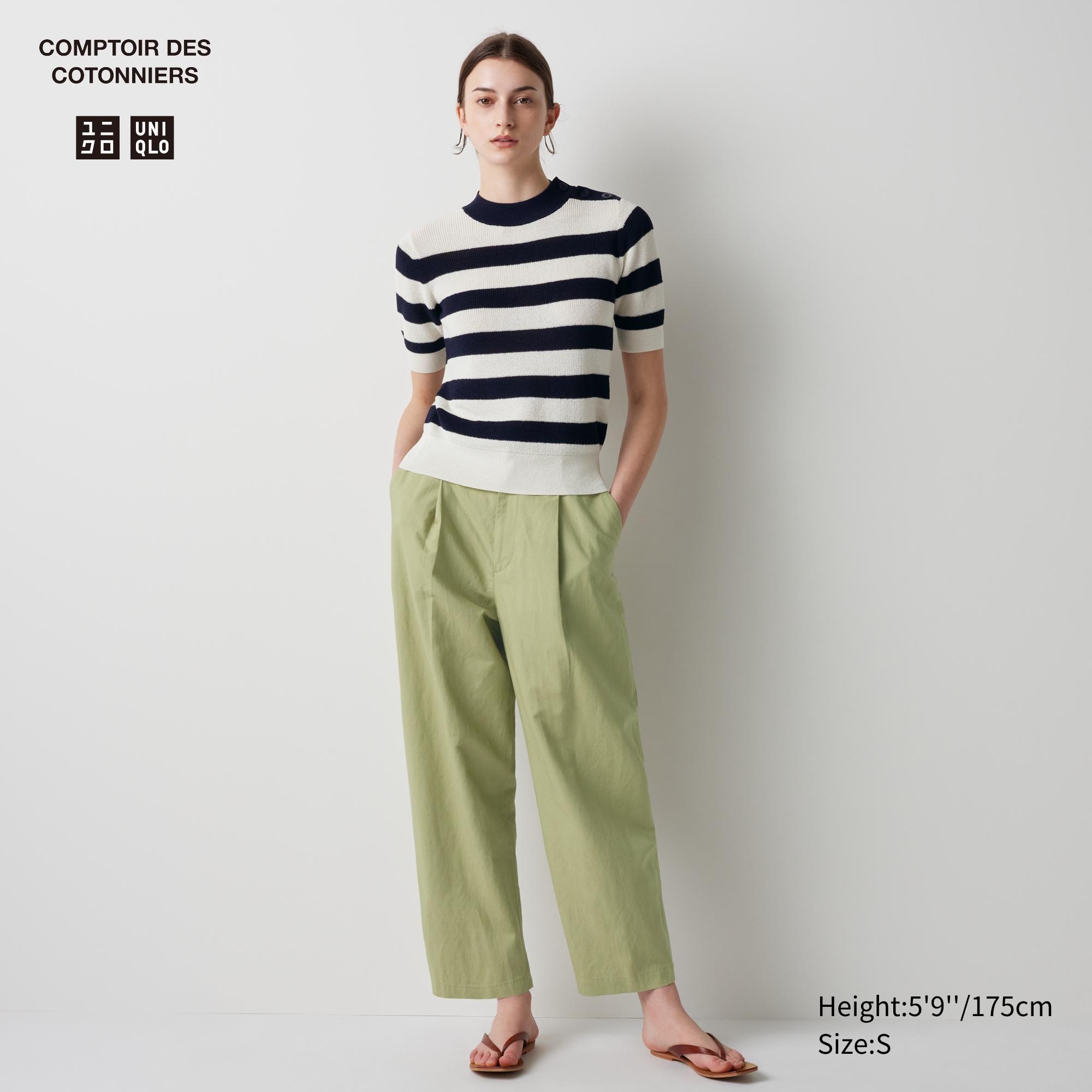 

Зауженные плиссированные брюки из льняной смеси (длинные) UNIQLO, зеленый