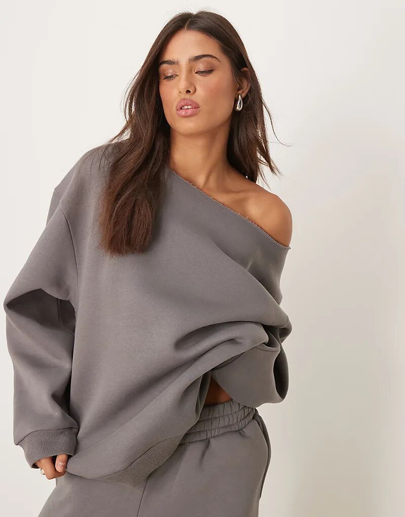 

Толстовка с заниженной линией плеч ASOS DESIGN серого цвета — часть комплекта