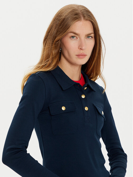 Поло slim fit WW0WW45308 Tommy Hilfiger, синий — фото 4