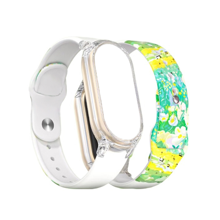 

IBOANN Часы Strap Xiaomi Compatibility TPU Material 180mm, Color printing strap - Flower Sea [without movement transparent case]