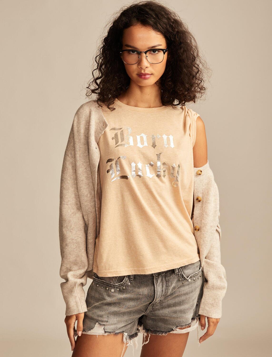 

Lucky Brand Женская Born Lucky Классическая Футболка, темно-желтый