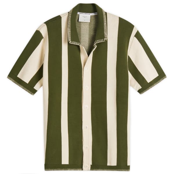 

Вязаная полосатая кубинская рубашка Percival, Forest