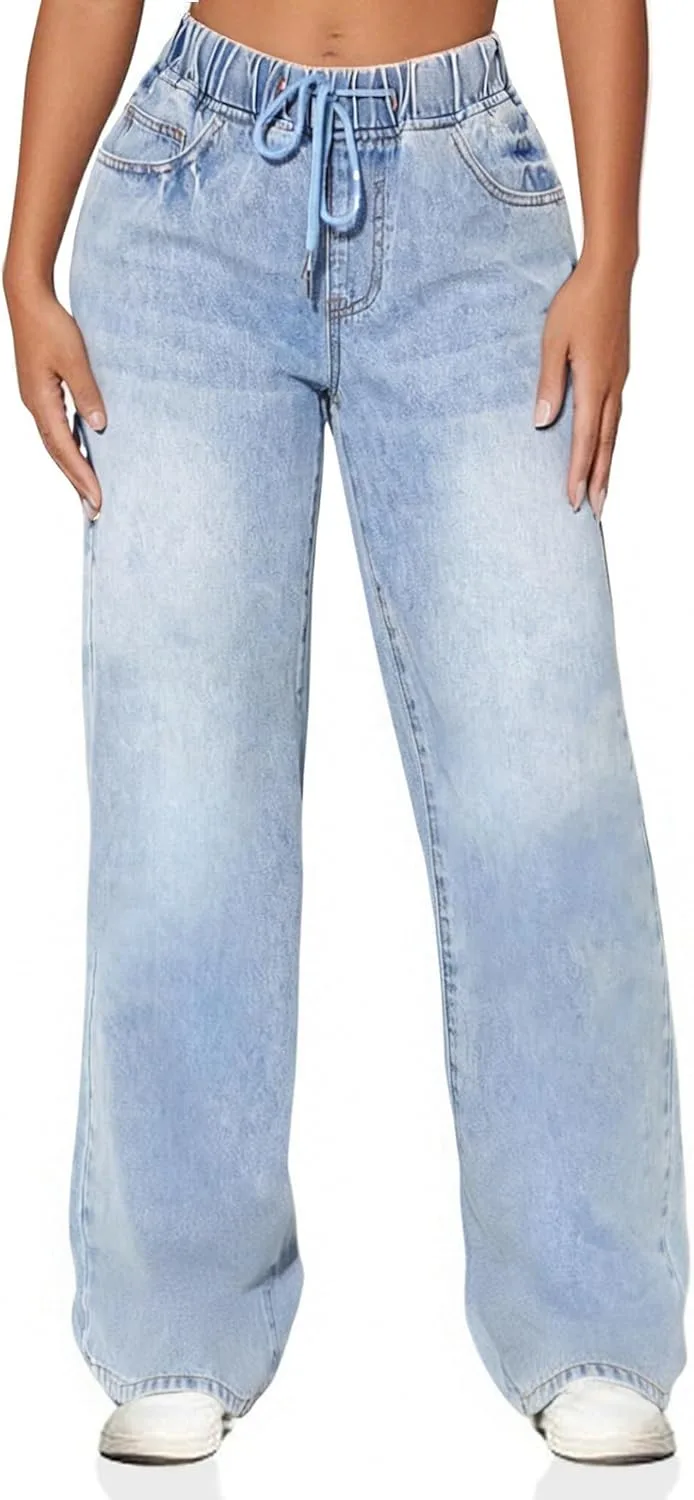 

Женские джинсы с высокой талией и широкими штанинами BMSTAY