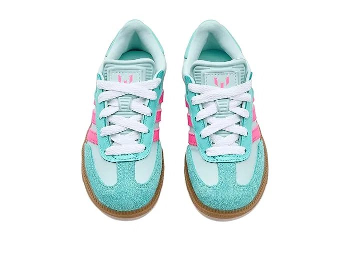 Кроссовки футзальные Samba Messi Adidas Kids, Halo Mint/Lucid Pink/Flash Aqua — фото 3