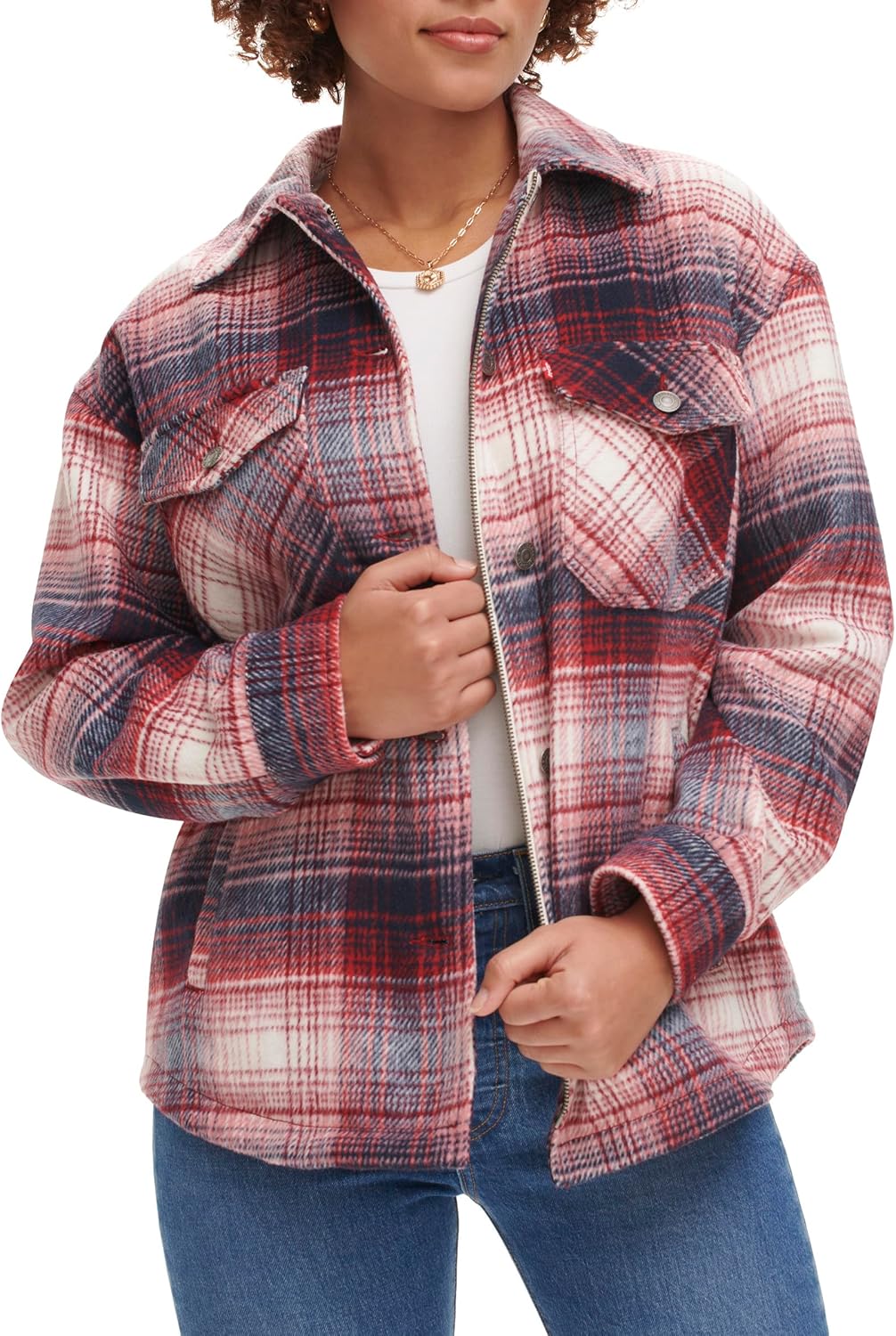 Женская рубашка-куртка Levi's повседневная, бордовый — фото 4