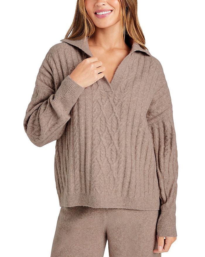 

Stassi Cable Knit Polo свитер Splendid, коричневый/бежевый