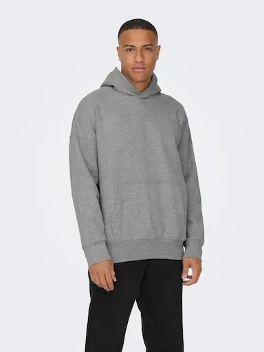 

Толстовка ONLY & SONS с капюшоном "ONSDAN LIFE RLX HEAVY SWEAT HOODIE NOOS", серый
