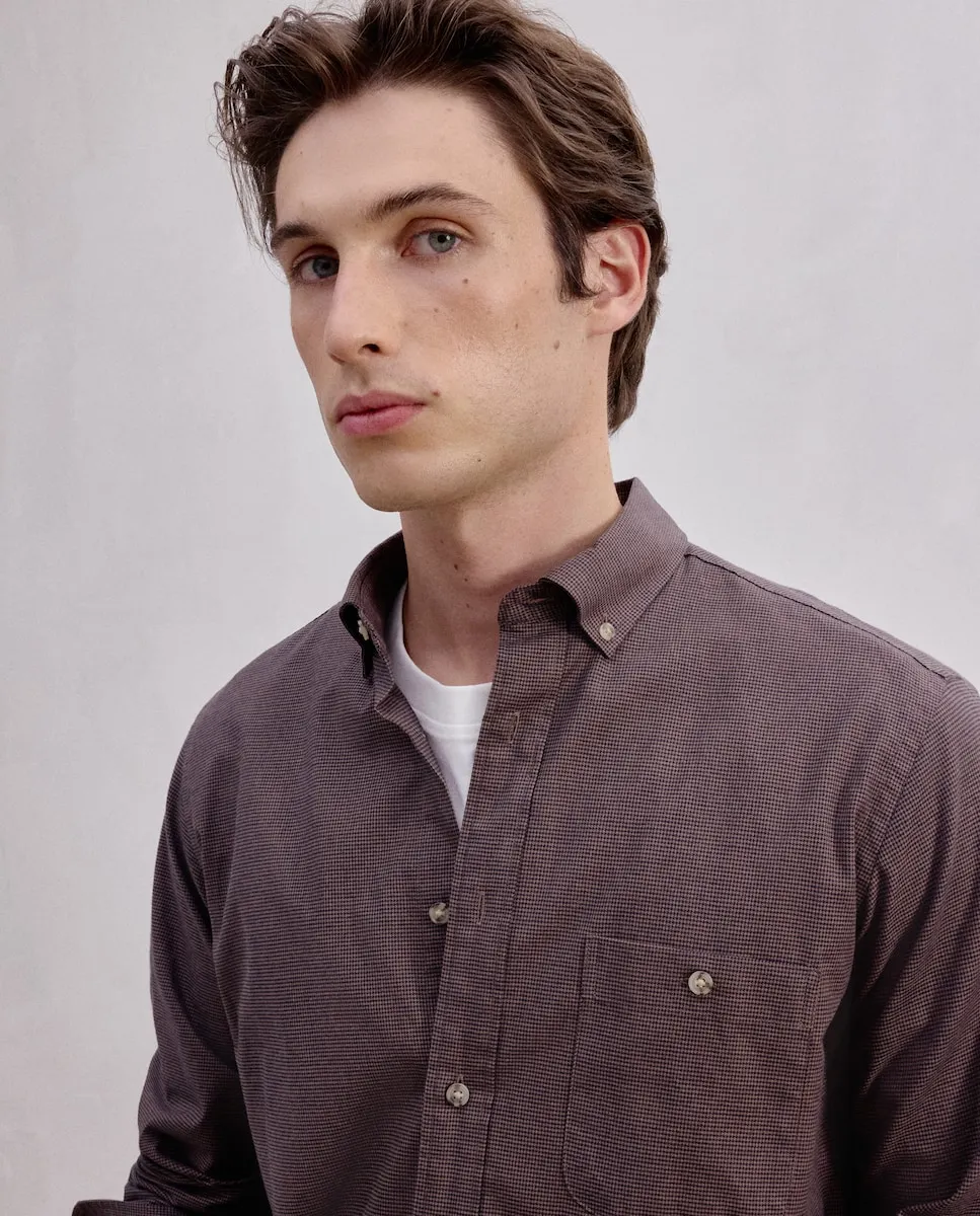 

Рубашка из ткани мл в клетку «гусиные лапки» классическая Dustin, коричневый