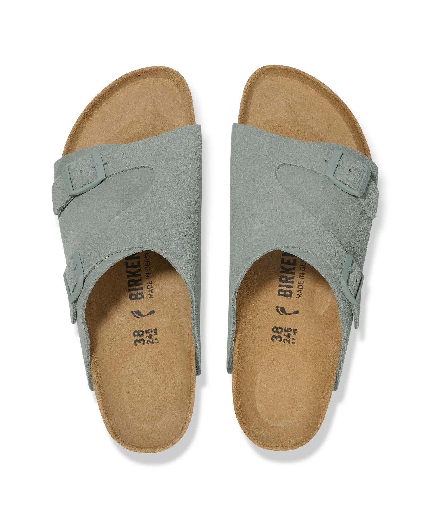 Унисекс сандалии Birkenstock Zurich из замши Pure Sage зелёные — фото 3