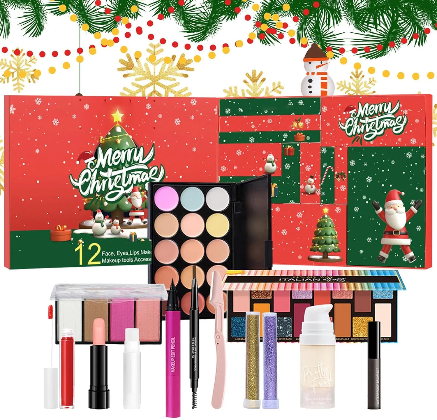 Набор косметики Makeup Countdown Calendar, 12 дней, Нобранд, Awesome 004