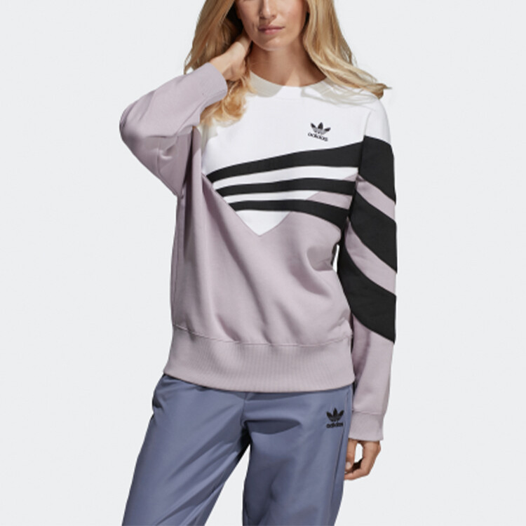 Свитшот женский светло-розовый, фиолетовый, серый/белый/черный Adidas Originals, светло-розовый/фиолетовый/серый/белый/черный — фото 3