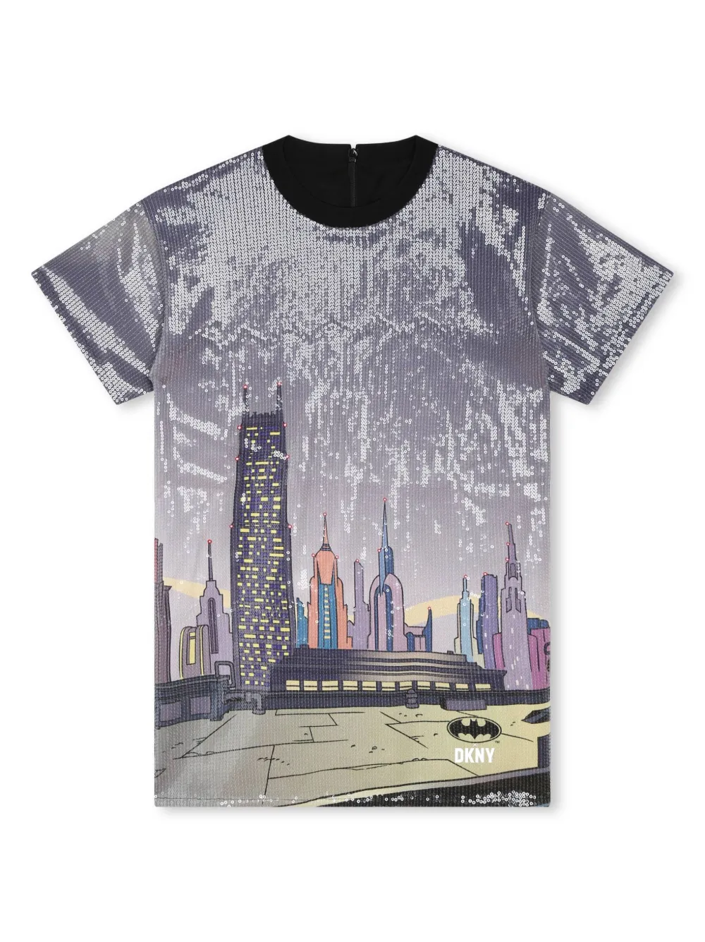 

Платье с короткими рукавами и графичным принтом Dkny Kids, фиолетовый