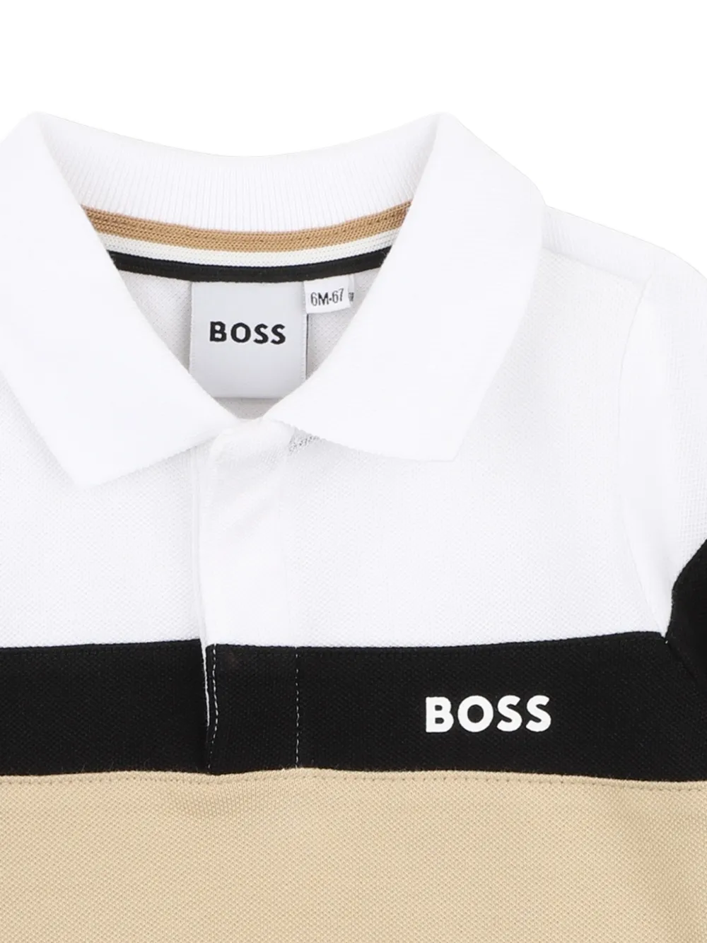Рубашка поло в полоску Boss Kidswear, белый — фото 3
