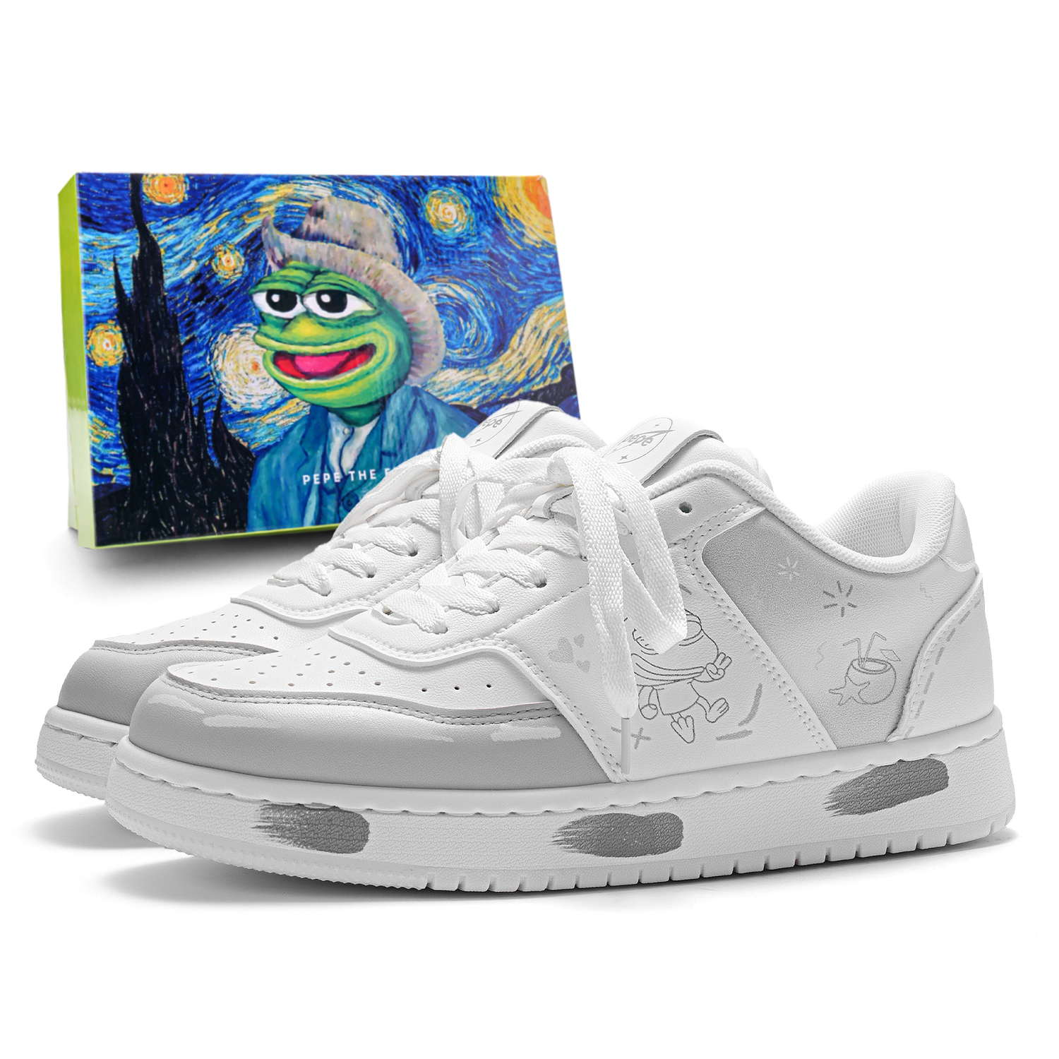 Pepe The Frog Низкие скейтерские кроссовки унисекс синие (горячая распродажа), цвет Blue (Hot Selling) — фото 2