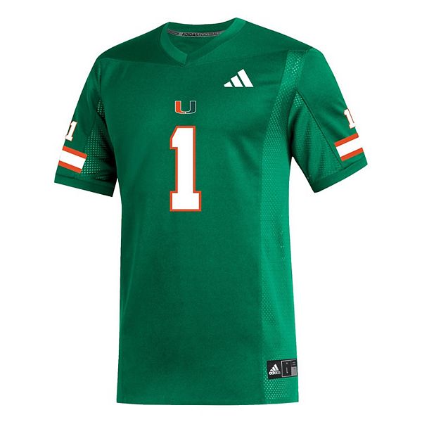 Мужская футболка Miami Hurricanes реплика зеленого цвета Adidas — фото 3