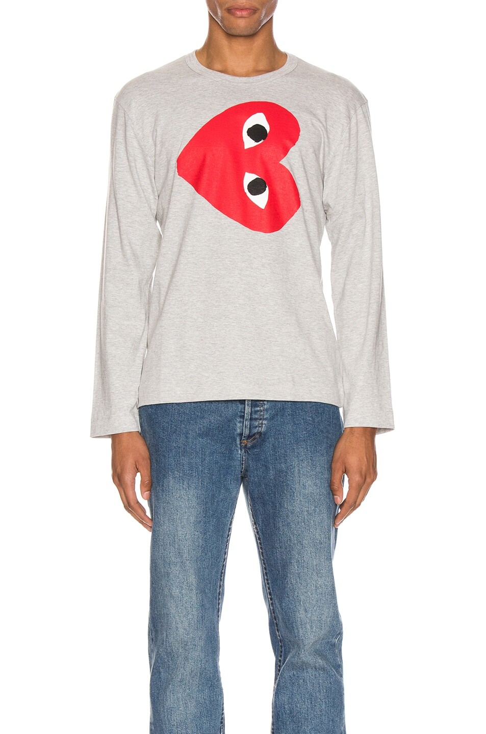 

Футболка Comme des Garçons Sideways Heart Logo Longsleeve, серый
