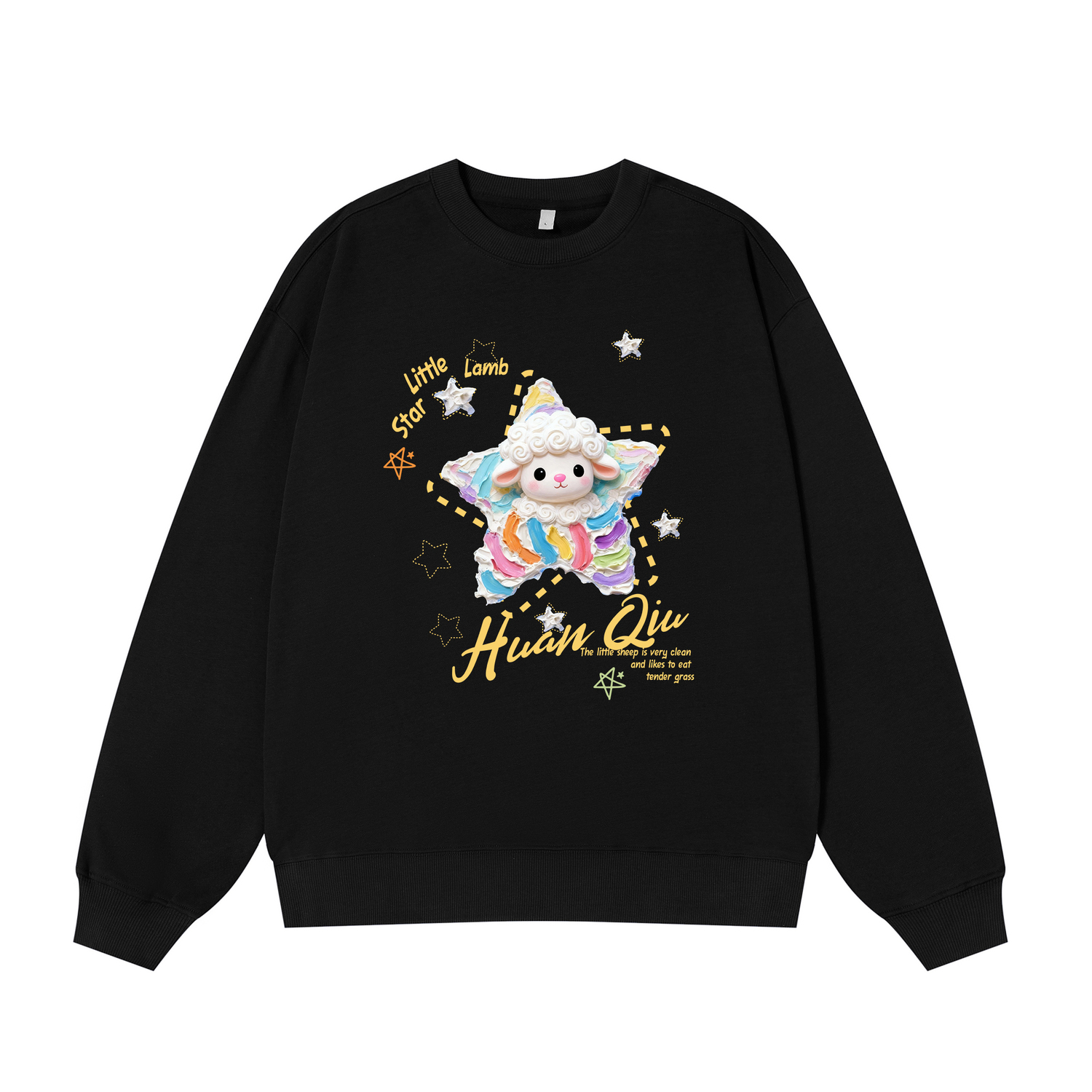 

Свитшот с круглым вырезом Unisex HUANQIU, черный (fleece-lined)