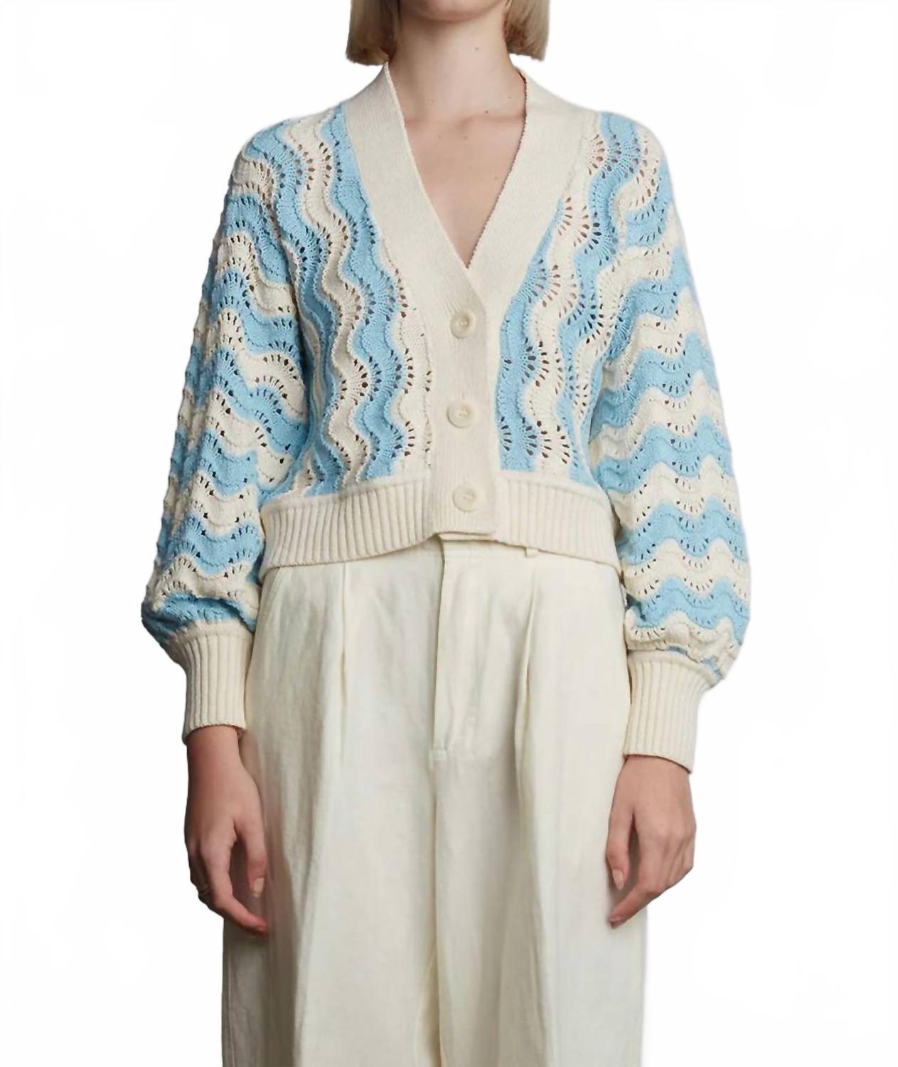 

Кардиган Luna цвета слоновой кости/малинового яйца Eleven Six, Ivory/Robin Egg Blue