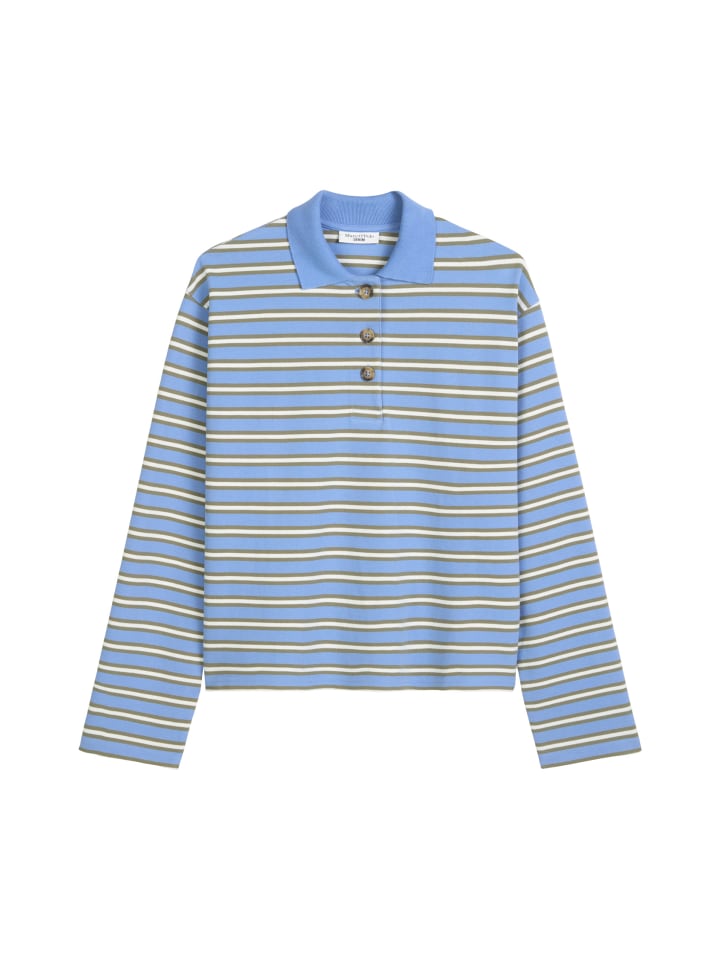 

Свободная рубашка-поло с длинными рукавами, средне-синего цвета Marc O'Polo DENIM