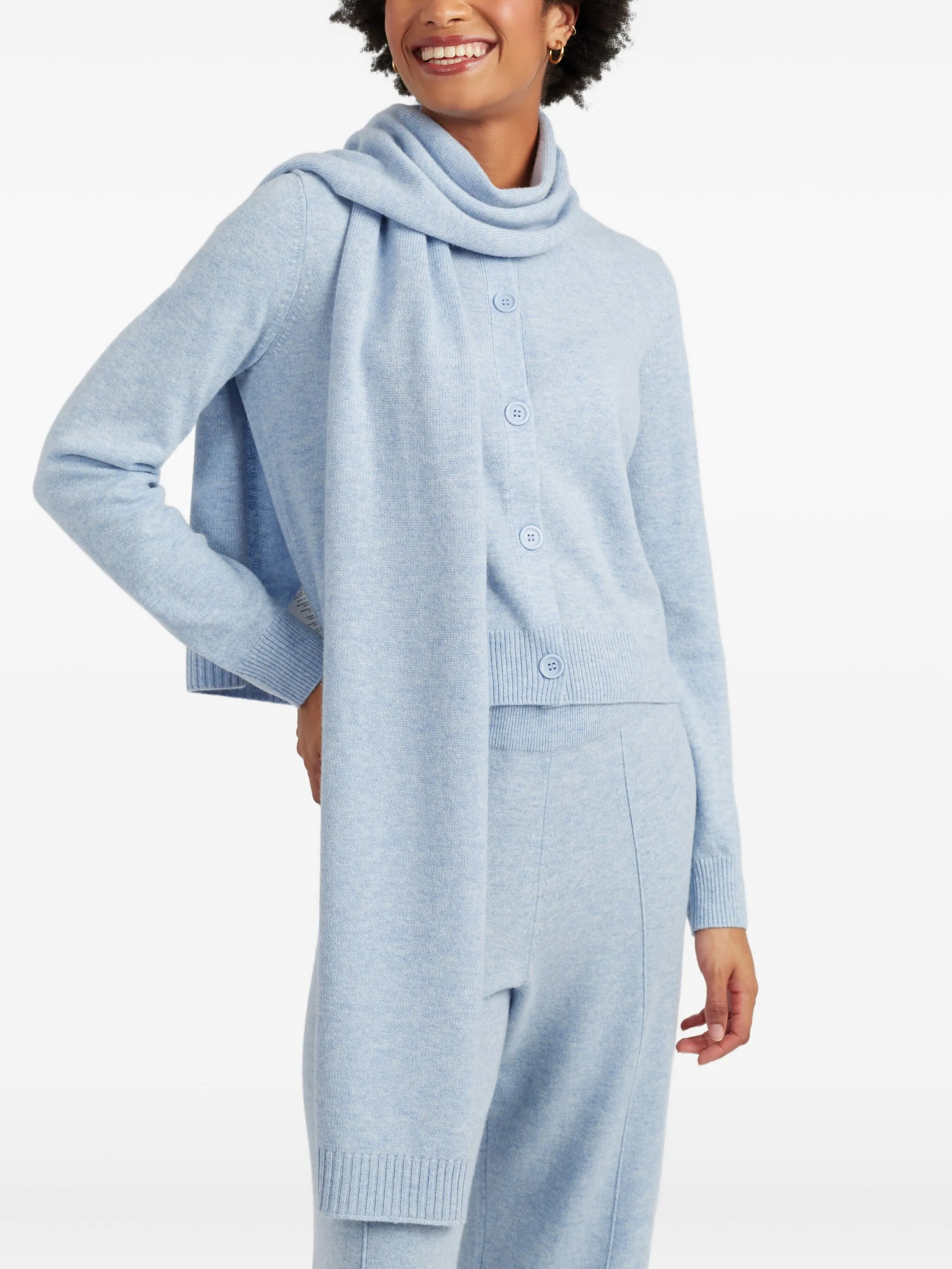 

Шарф с отделкой в рубчик Chinti & Parker, синий