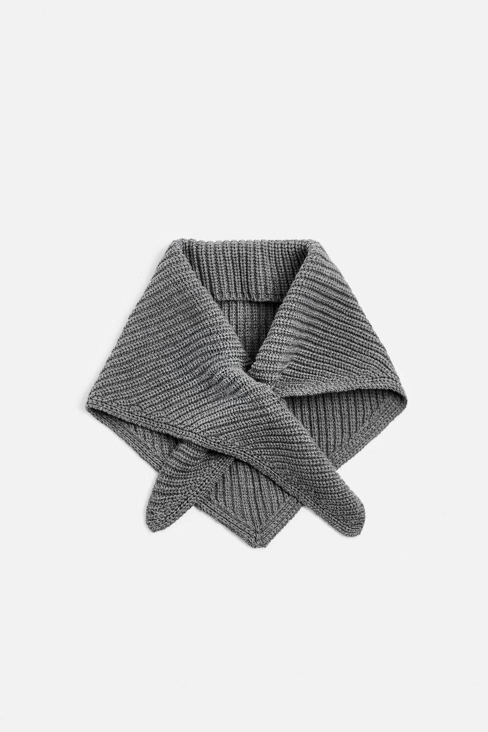 

Вязаный хлопковый шарф ZARA, серый мергель