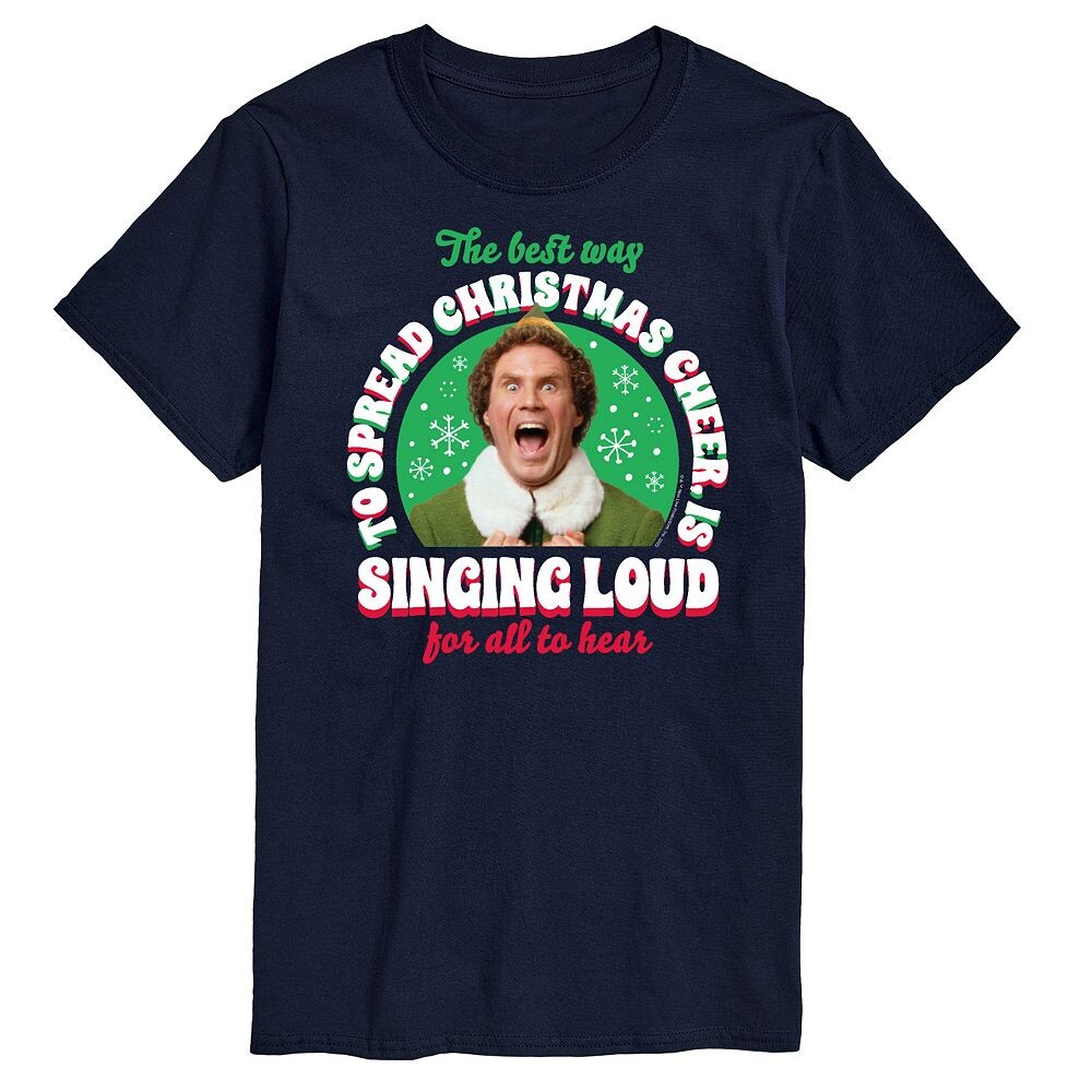 

Футболка с рисунком Big & Tall Elf Singing Elf Licensed Character, темно-синий