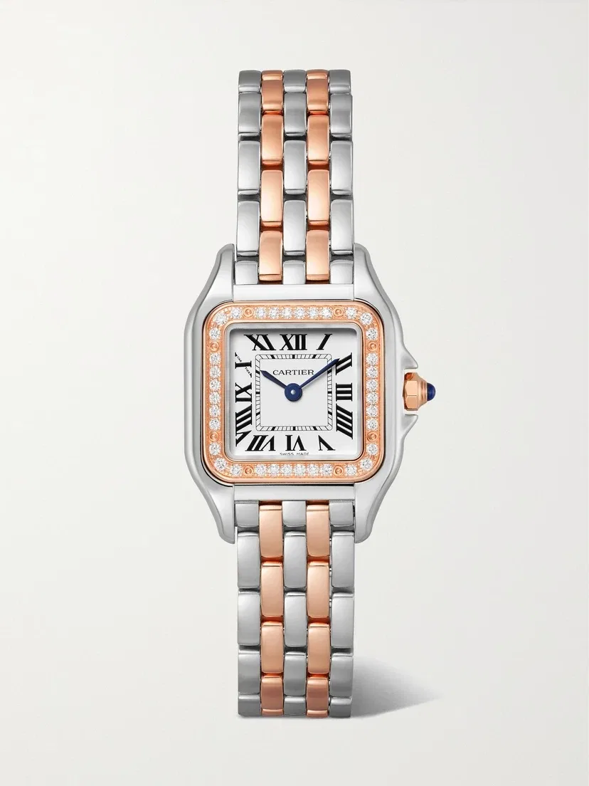 Panthère de CARTIER маленькие 30,3 мм часы из 18-каратного розового золота, нержавеющей стали и бриллиантов