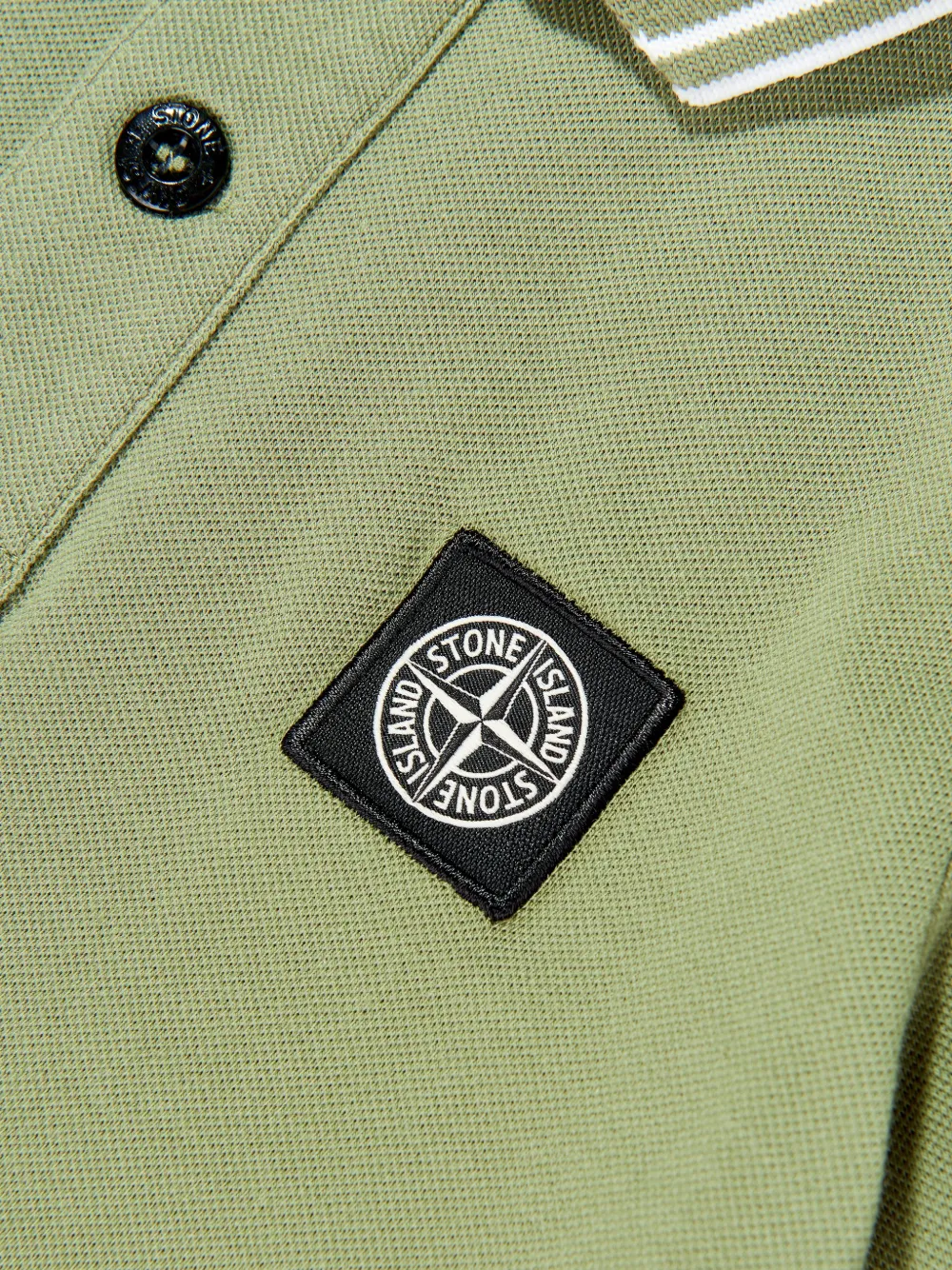 Поло с полосатой отделкой Stone Island Junior, зеленый — фото 3