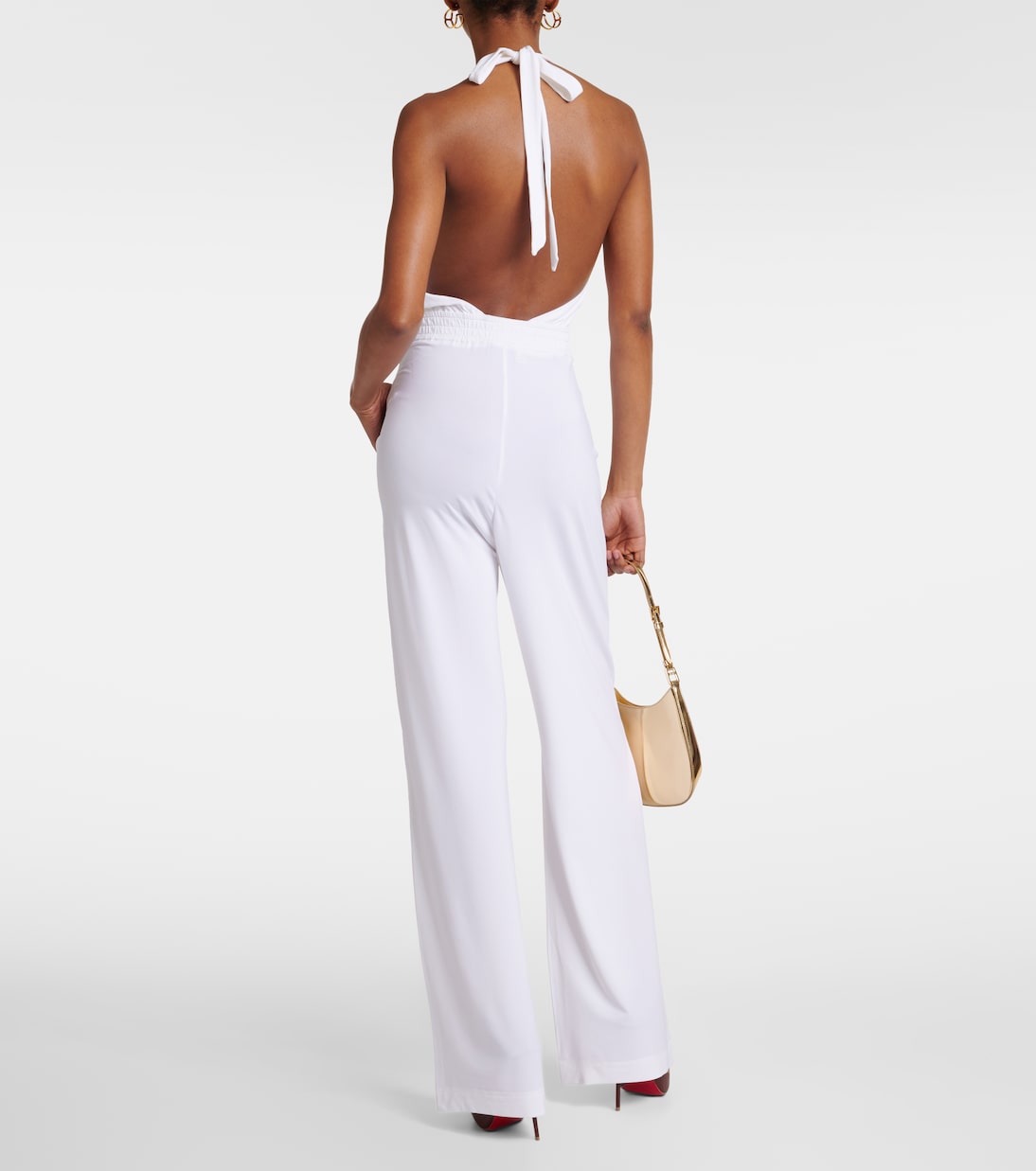 Хороший трикотажный комбинезон с халтернеем Max Mara, Bianco — фото 3