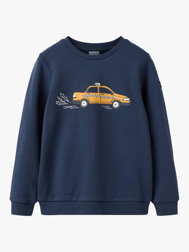 

Детский свитшот с принтом такси из хлопка Polarn O. Pyret, Blue
