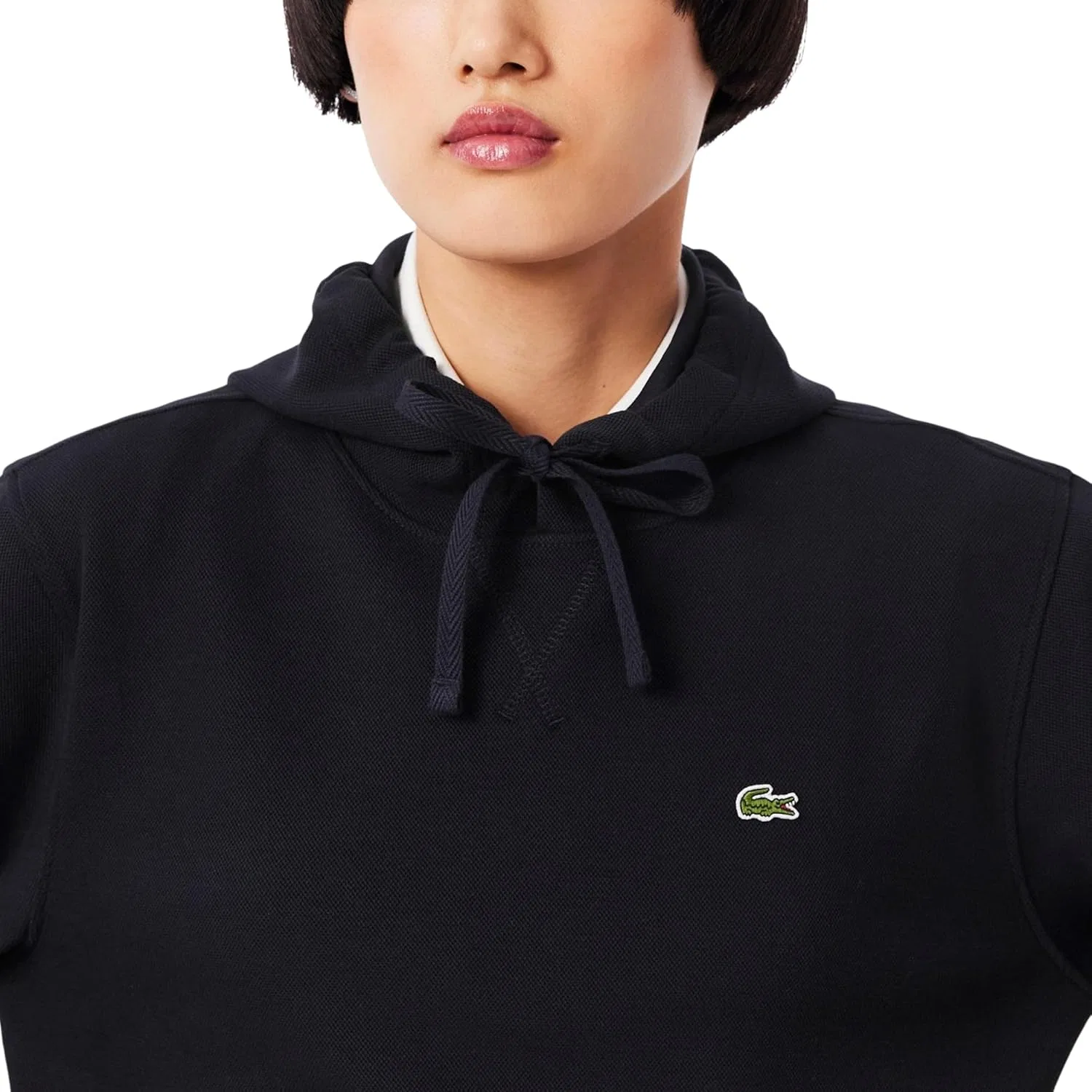 Толстовка Lacoste Abysm из пике, женская, с капюшоном, темно-синяя — фото 2
