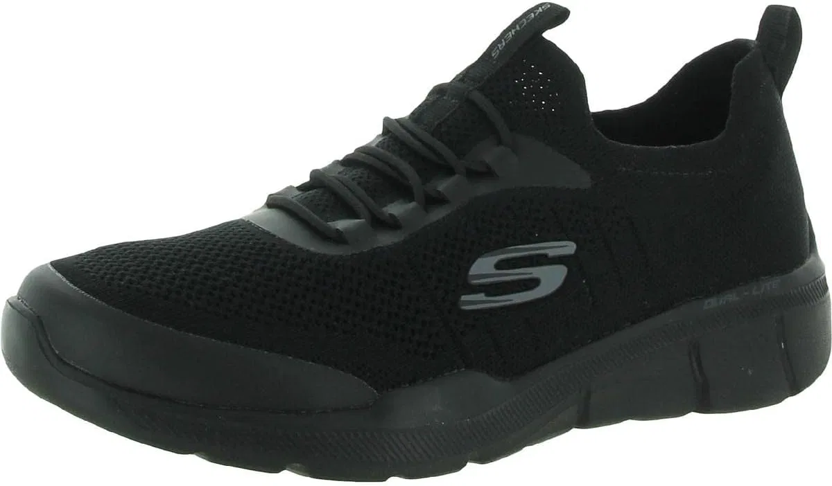 Мужские спортивные кроссовки Skechers из сетчатой ​​ткани с эффектом памяти и эластичным шнурком, Black