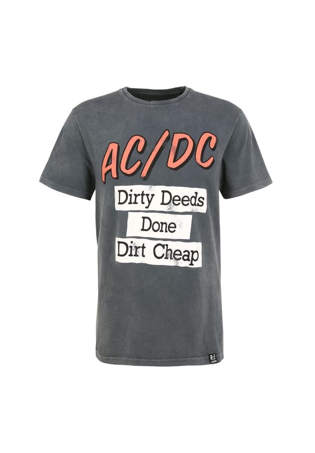 

Футболка acdc dirty deeds done cheap washed grey в классическом дизайне Re:Covered, серый