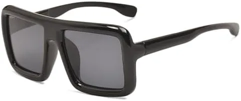 

Модные винтажные квадратные солнцезащитные очки в крупной оправе с защитой от УФ-излучения, стильные ретро-очки большого размера для женщин и мужчин MTZJH, Black