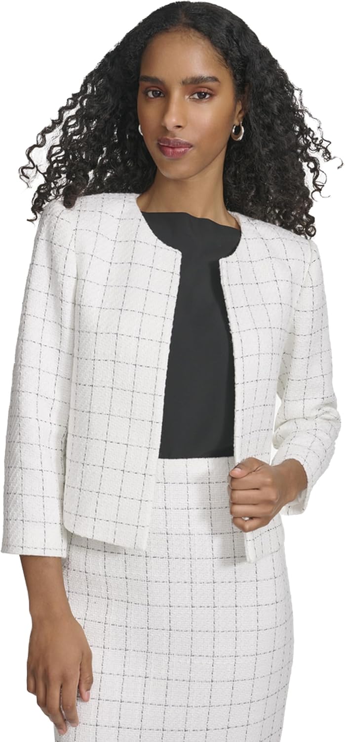 

Женские костюмы Calvin Klein с джинсовой отделкой, блейзер, Cream/Black