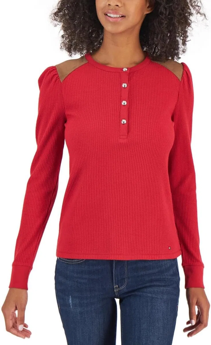 Блузка Tommy Hilfiger с замшевой отделкой, слоновая кость — фото 3
