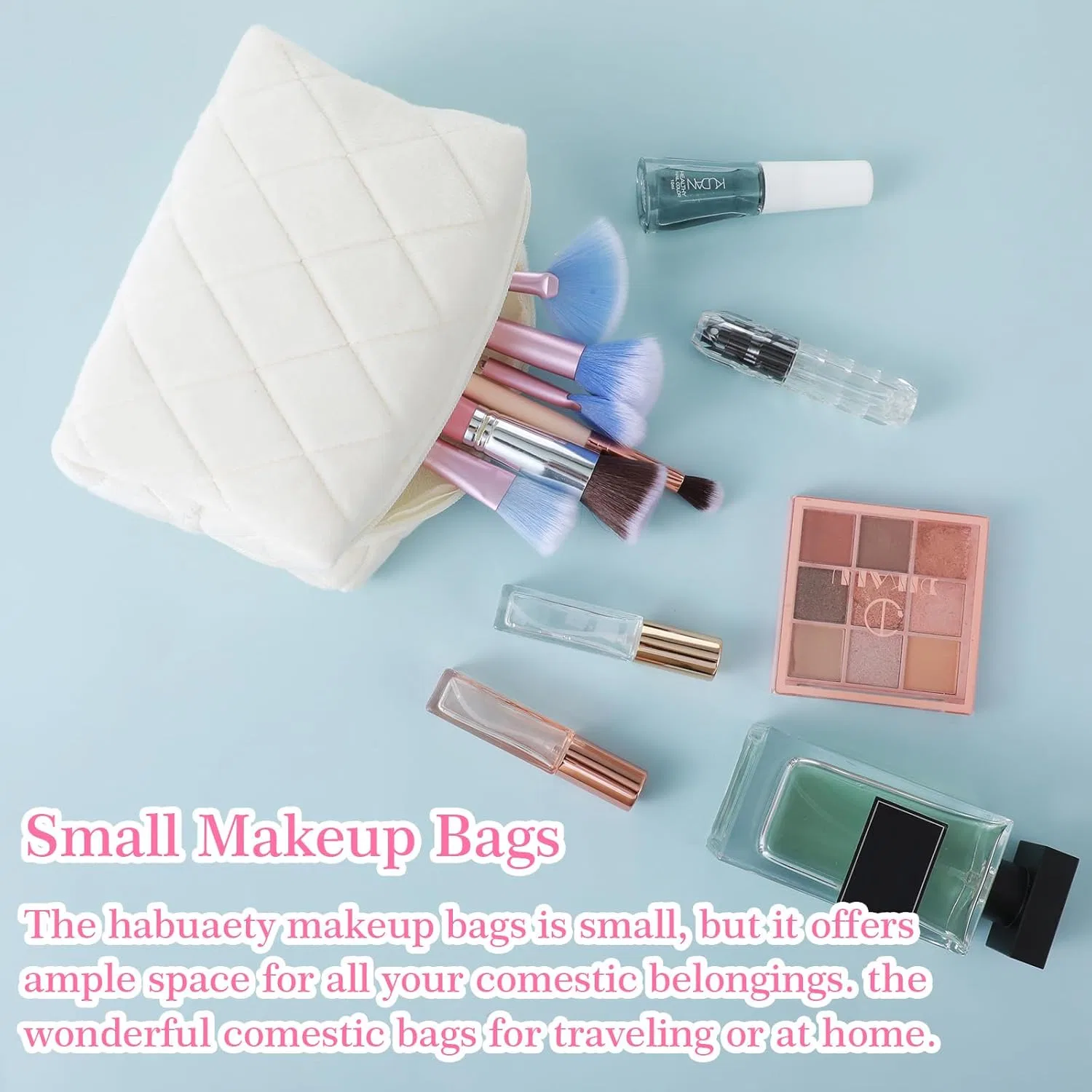 Дорожная косметичка Fluffy Make Up Bag Organiser Case White Checked от Gjinxi Gjinxi, White — фото 2