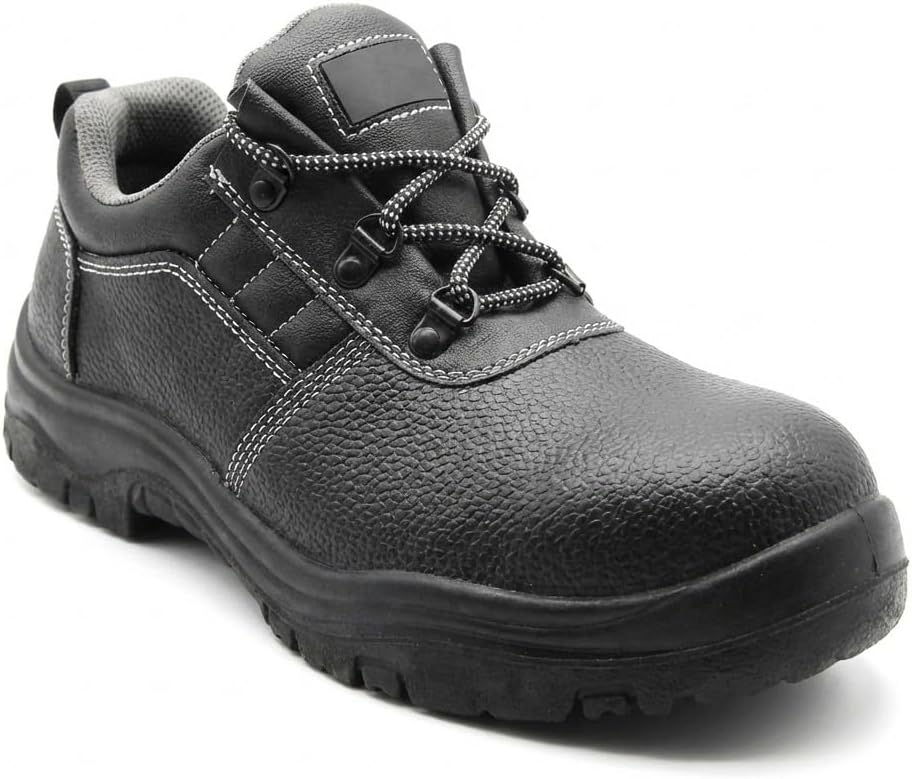 

Мужские защитные ботинки FLOWERGIRR с стальным носком, средний вырез, антипрокольные, статически разрядные, рабочая обувь с кожаным верхом и двуслойной подошвой из ПУ, черные, размер US