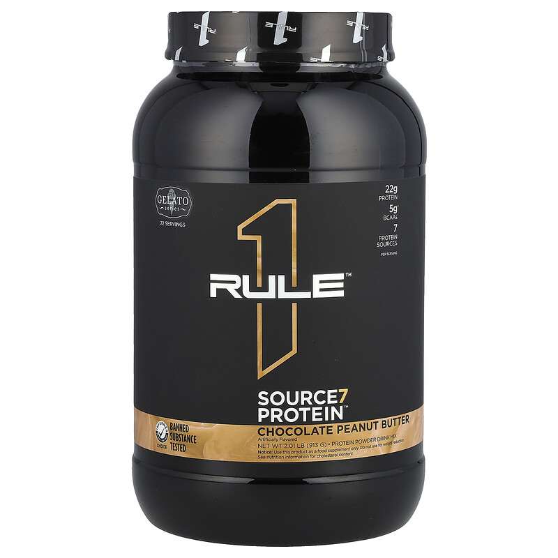 

Rule One Proteins, Source7, протеиновая смесь для приготовления напитка, со вкусом шоколада и арахисового масла, 913 г (2,01 фунта)