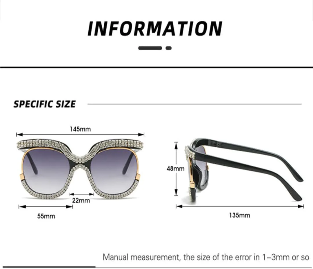 

Солнцезащитные очки со стразами для женщин, крупная оправа, бриллианты, кристаллы, увеличенный размер, защита от УФ-излучения UV400 UATXTAU, C1black-gray
