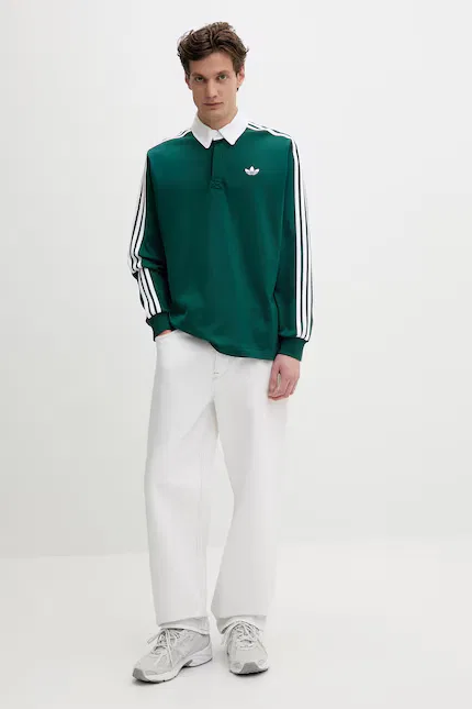 Лонгслив из плотного трикотажа Adidas Originals, зеленый — фото 2