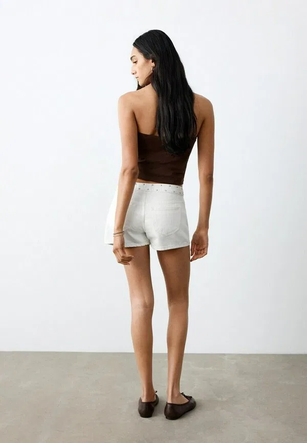 Подростковые джинсовые шорты кремового цвета Mango Kids, Off-White — фото 3