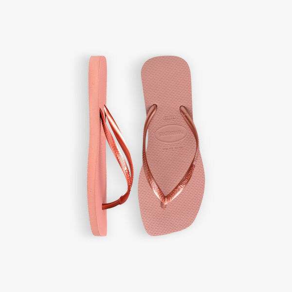 Узкие резиновые шлепанцы с квадратным носком Havaianas, розовый — фото 2