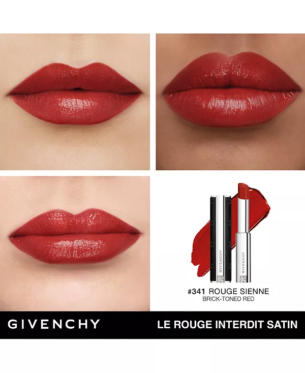 Сатиновая увлажняющая помада Le Rouge Interdit. Givenchy, #341 rouge sienne: brick-toned red — фото 3