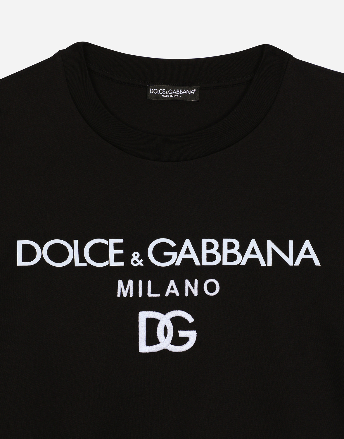 Футболка из джерси с флокированным принтом логотипа Dolce & Gabbana, черный — фото 3